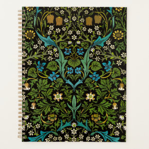 Morris Black Background Vintage Blackthorn Pattern Planner