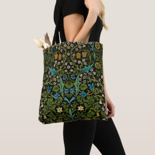 Morris Black Background Vintage Blackthorn Pattern Tote Bag