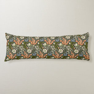 Morris BlackBackground 1896 Compton Floral Pattern Body Pillow