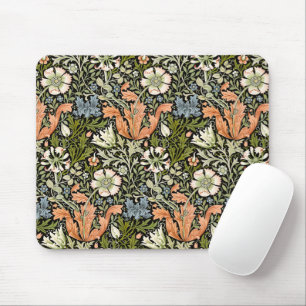 Morris BlackBackground 1896 Compton Floral Pattern Mouse Pad