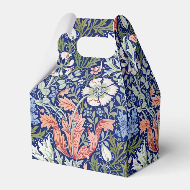 Morris Blue Background 1896 Compton Floral Pattern Favor Box (Front Side)