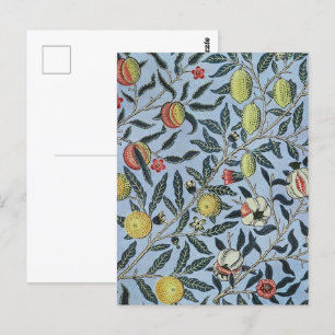 Morris Blue Background Antique Pomegrana Pattern Postcard