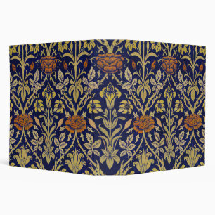Morris Blue Background Rose & Lily Flower Pattern Binder