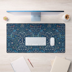 Morris Blue Background Vintage Blackthorn Pattern Desk Mat
