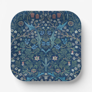 Morris Blue Background Vintage Blackthorn Pattern Paper Plate