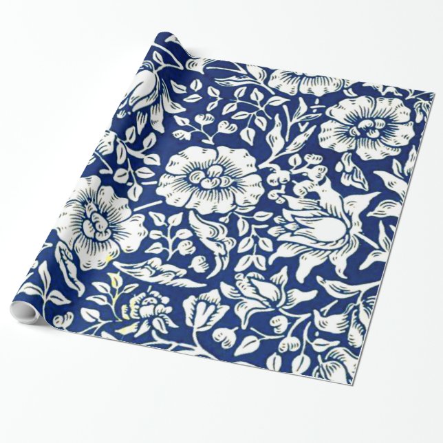 Morris - Blue Mallow Wrapping Paper (Unrolled)