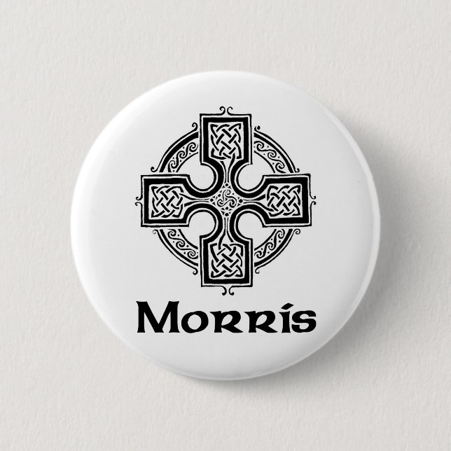 Morris Celtic Cross 2 Inch Round Button (Front)