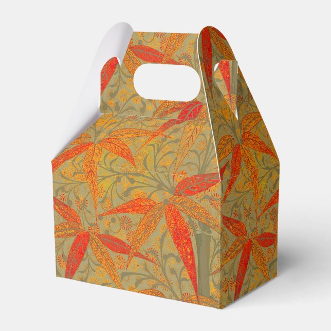Morris & Co. Bamboo Pattern Godwin Orange & Sage Favor Box (Front Side)