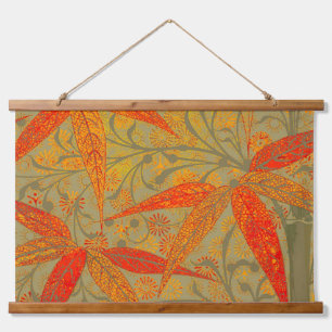 Morris & Co. Bamboo Pattern Godwin Orange & Sage Hanging Tapestry