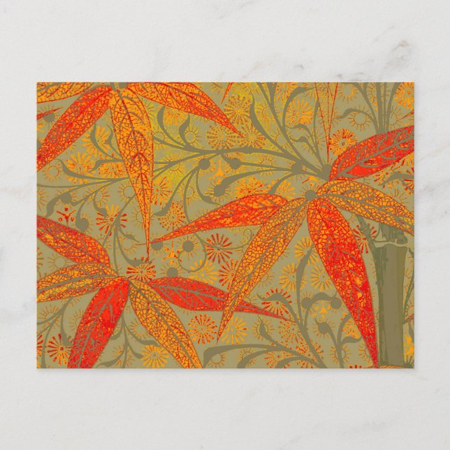 Morris & Co. Bamboo Pattern Godwin Orange & Sage Postcard (Front)