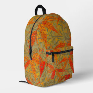 Morris & Co. Bamboo Pattern Godwin Orange & Sage Printed Backpack