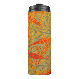 Morris & Co. Bamboo Pattern Godwin Orange & Sage Thermal Tumbler