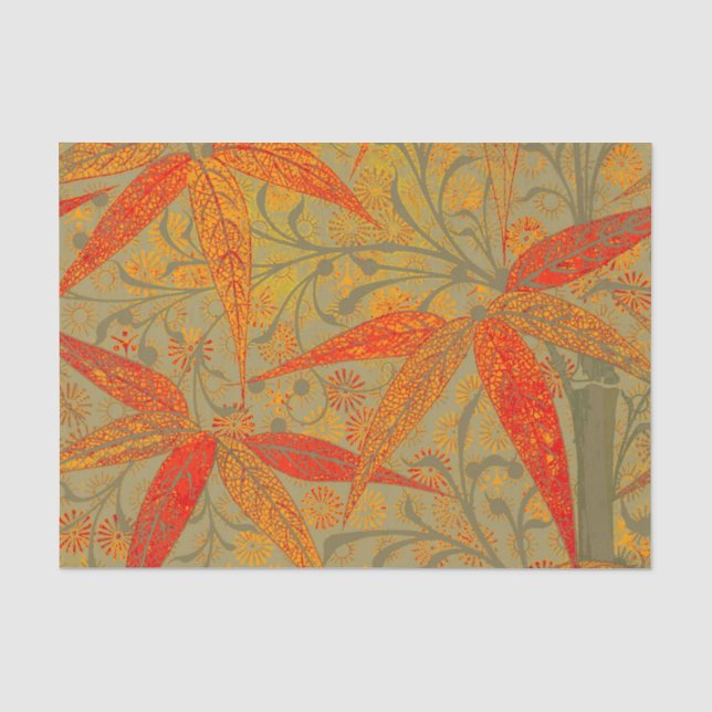 Morris & Co. Bamboo Pattern Godwin Orange & Sage Tissue Paper (Front)