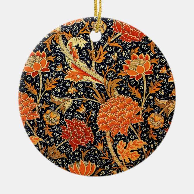 Morris - Cray, colourful floral pattern Ceramic Ornament (Front)