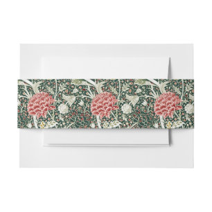 Morris Cray Vintage Blossom Floral Design Green Invitation Belly Band