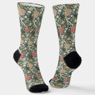 Morris Cray Vintage Blossom Floral Design Green Socks