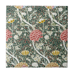 Morris Cray Vintage Blossom Floral Design Green Tile