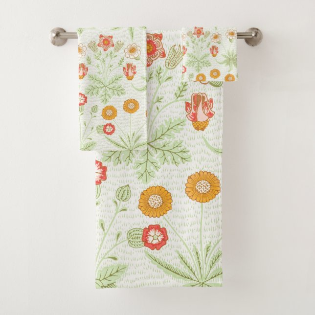 Morris Daisy, Classic Victorian Floral Pattern Bath Towel Set (Insitu)