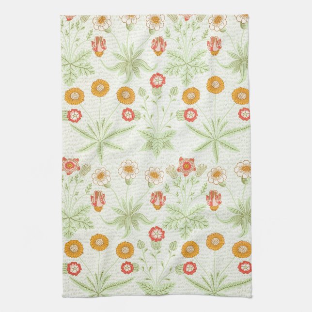 Morris Daisy, Classic Victorian Floral Pattern Kitchen Towel (Vertical)