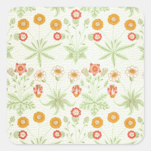 Morris Daisy, Classic Victorian Floral Pattern Square Sticker