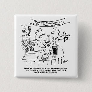 Morris Dancing in Pub. Traditional Morris Dancing 2 Inch Square Button