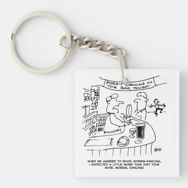 Morris Dancing in Pub. Traditional Morris Dancing Keychain (Front)