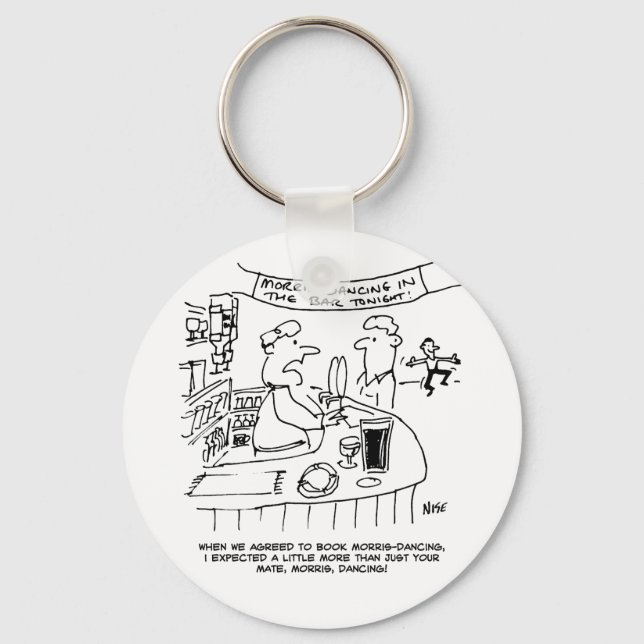 Morris Dancing in Pub. Traditional Morris Dancing Keychain (Front)
