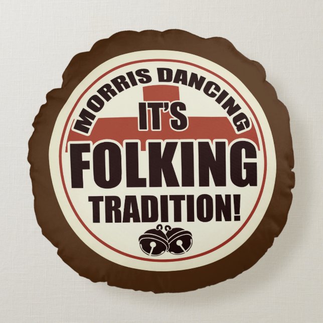 Morris Dancing, Tradition Sepia Tone Round Pillow (Front)