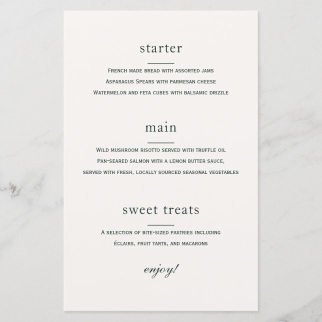 Morris Floral Garden Wedding Menu Card (Front)