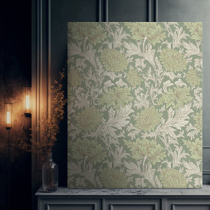 Morris Green Chrysanthemum Victorian Pattern Canvas Print