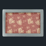 Morris Inspired Lily Flower Botanical Red Textile  Belt Buckle<br><div class="desc">Arthur Wilcock The Lily - Original public domain image from Smithsonian. Inspired by William Morris wallpaper and textile, this beautiful flowing lily pattern is by Arthur Wilcock, called the Lily, and is a design for a textile. 1886-90. The large white lilies and buds on long stems are waving back and...</div>