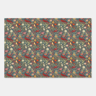 Morris Inspired Melange Wrapping Paper Sheet