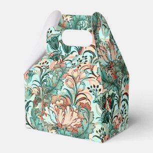Morris Inspired Tulips,Peonies,Acanthus Green Favor Box