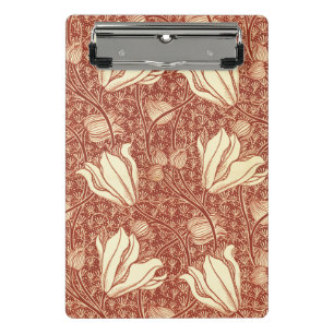 Morris Inspired Victorian Red Lily Floral Textile Mini Clipboard