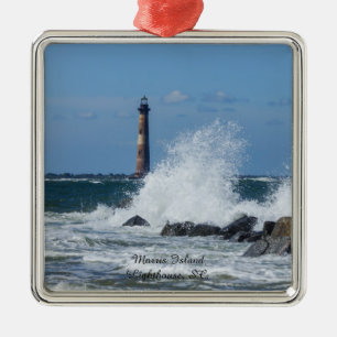 Morris Island Lighthouse Splash Metal Ornament