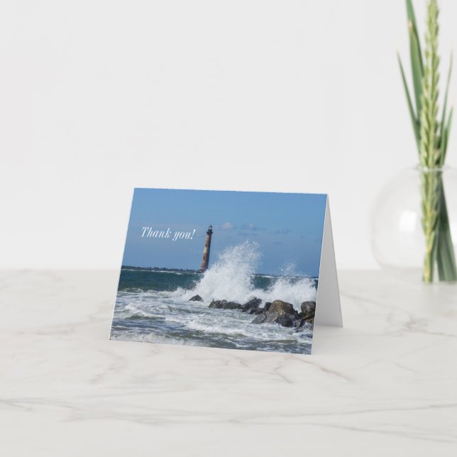 Morris Island Lighthouse Splash Thank You Card (Front)