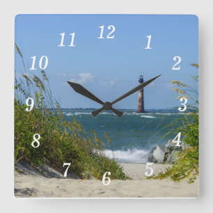 Morris Island Lighthouse Walkway Square Wall Clock