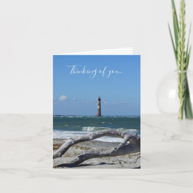 Morris Lighthouse And Tree Remains Thinking Of You Card (Front)