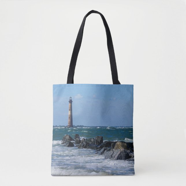 Morris Lighthouse Folly Beach Tote Bag (Front)