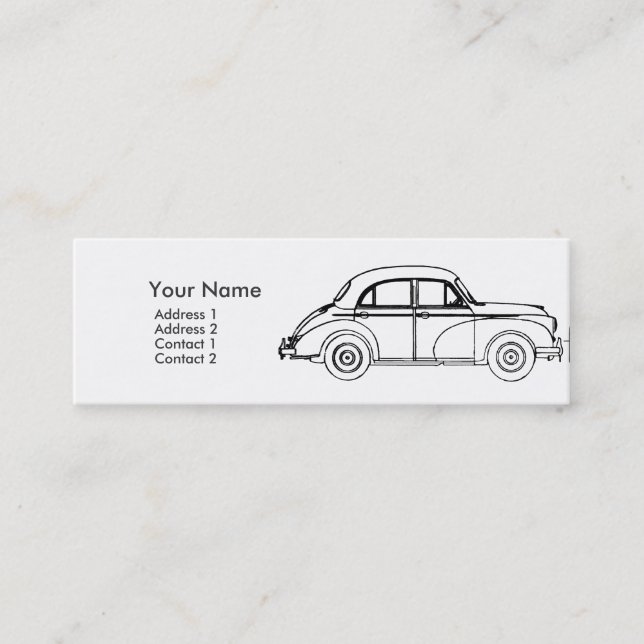 Morris Minor business card (Front)