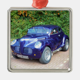 Morris Minor Hot Rod Metal Ornament