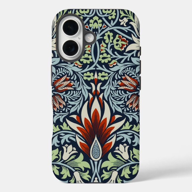 Morris Navy Blue Snakeshead Floral Wallpaper Case-Mate iPhone Case (Back)