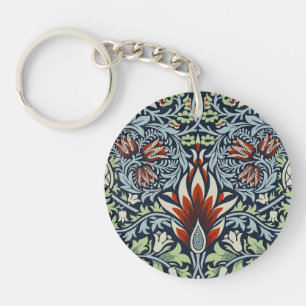 Morris Navy Blue Snakeshead Floral Wallpaper Keychain