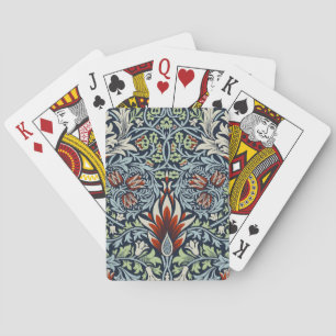 Morris Navy Blue Snakeshead Floral Wallpaper Playing Cards