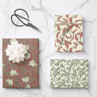 Morris Park Copper and Green Floral Demask Wrapping Paper Sheet