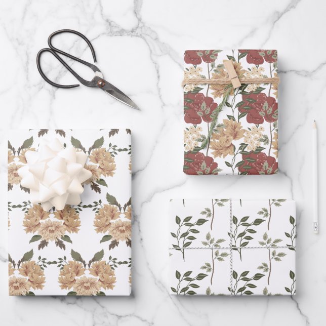 Morris Park Floral Pattern Wrapping Paper Sheet (Front)