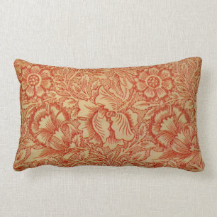 Morris - Pink and Poppy.floral pattern Lumbar Pillow