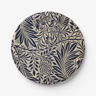 Morris - Spray - Navy Blue and neutral Paper Plate