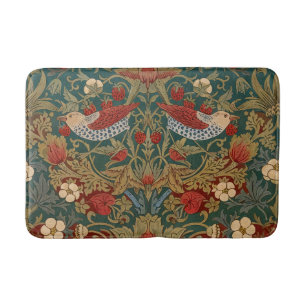 Morris - Strawberry Thief  #2 Floral Pattern  Bath Mat