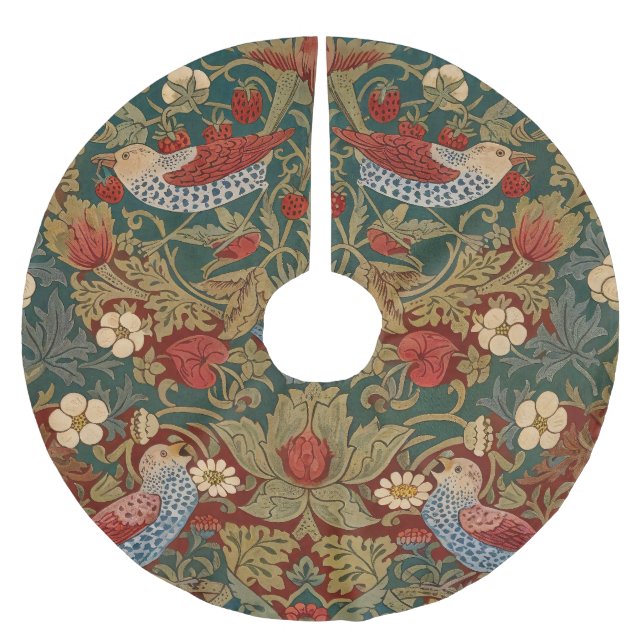 Morris - Strawberry Thief  #2 Floral Pattern  Brushed Polyester Tree Skirt (Front)